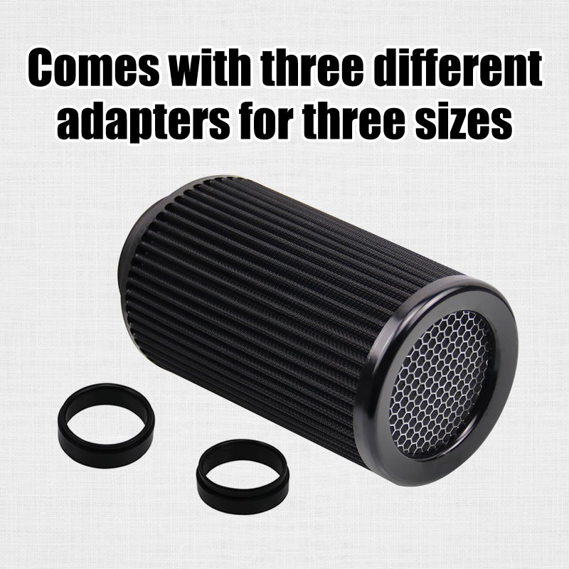 RYANSTAR RACING RYANSTAR Universal Clamp-On Air Filter Three Different Size 76MM 89MM 102MM High Flow Round Tapered Cone Closed-Top Cool Air Filter Cleaner Fit compatible with car and Motorcycle Black - Image 3